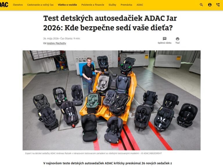 Veľký test autosedačiek 2026: Známy model zlyhal, v predaji je naďalej, lebo spĺňa predpisy EÚ